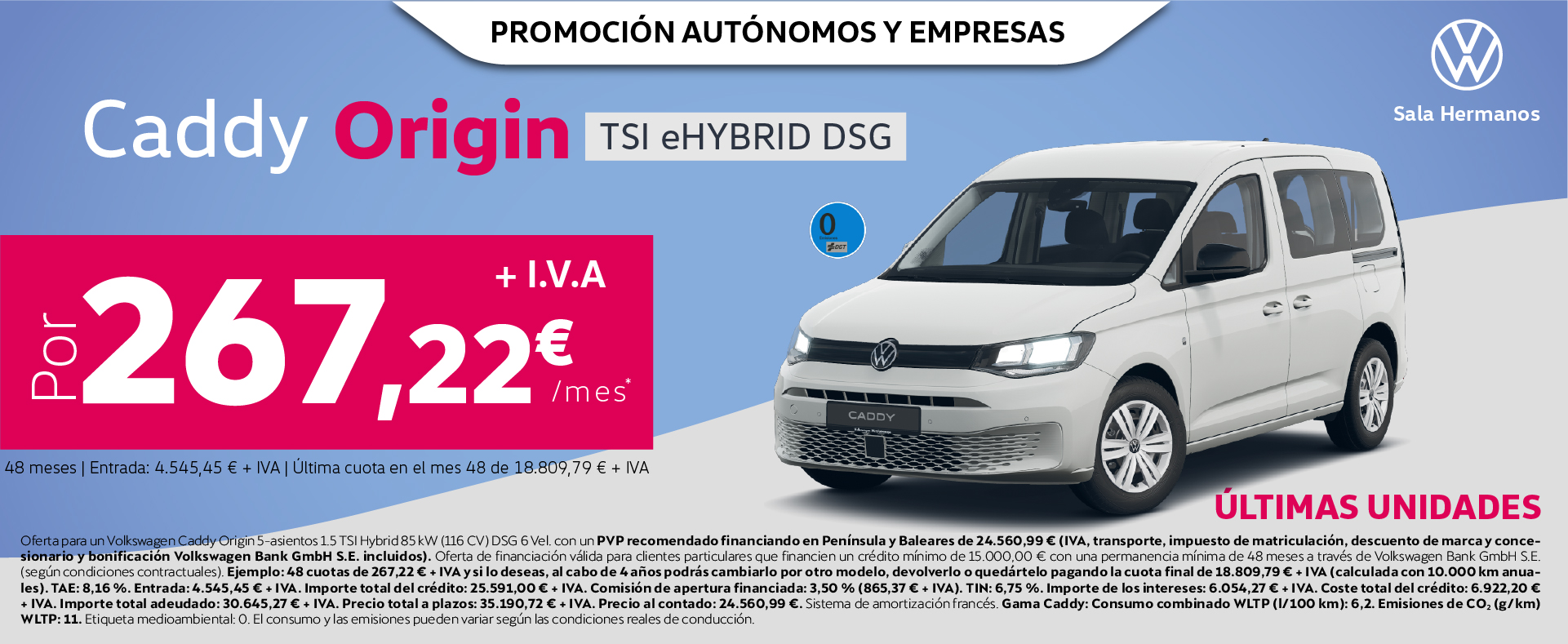Caddy Origin Mixta Hybrid DSG por sólo 267,22€/mes*